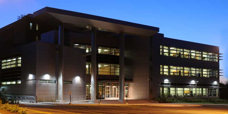 Exterior view of the Crawford Library of the Health Sciences, Rockford.